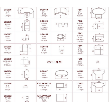 Various designs of aluminum railings